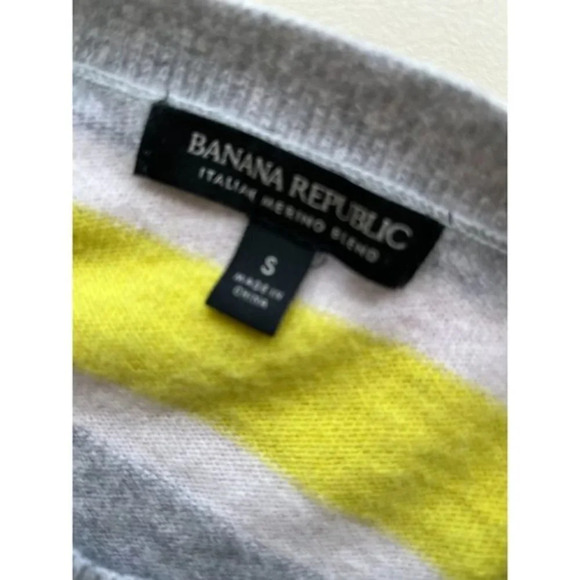 Banana Republic Merino Blend Yellow Striped Sweater S - Picture 4 of 4
